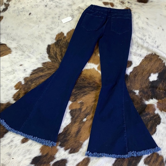 Dark wash Bell Bottom Denim Jeans - Picture 5 of 8